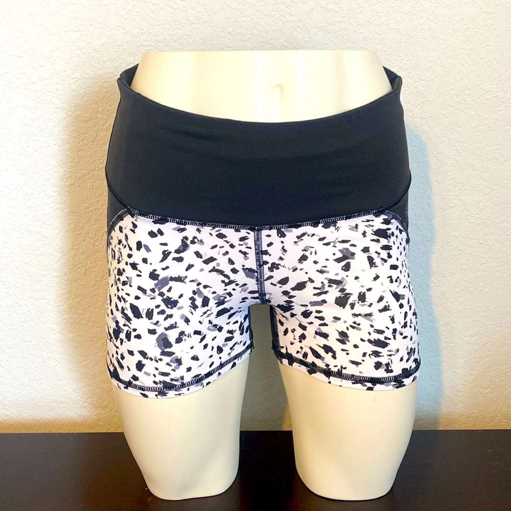 Athleta Black/White Biker Shorts